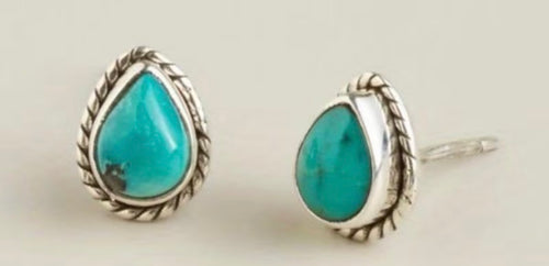 Boutique Turquoise, stud earrings. Teardrop design, simplicity and beauty all in one design.